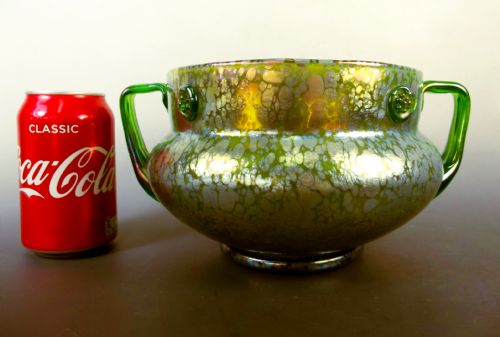 LARGE LOETZ CRETA PAPILLION BLUE ON GREEN BOWL - ADDITIONAL PHOTO 6