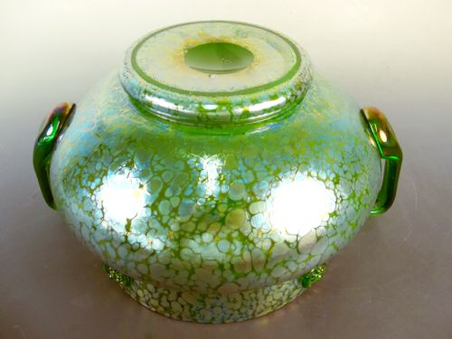 LARGE LOETZ CRETA PAPILLION BLUE ON GREEN BOWL - ADDITIONAL PHOTO 7