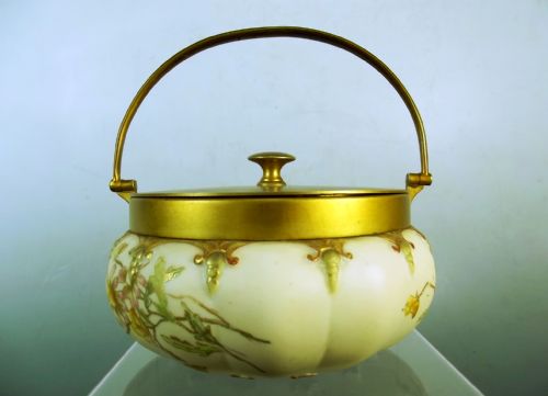 ROYAL WORCESTER HAND PAINTED BLUSH IVORY JAR AND COVER - ADDITIONAL PHOTO 2