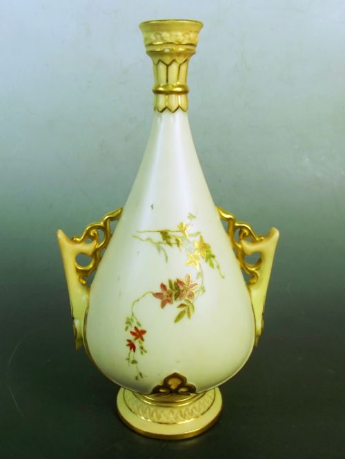 ROYAL WORCESTER HAND PAINTED BLUSH IVORY VASE - ADDITIONAL PHOTO 3