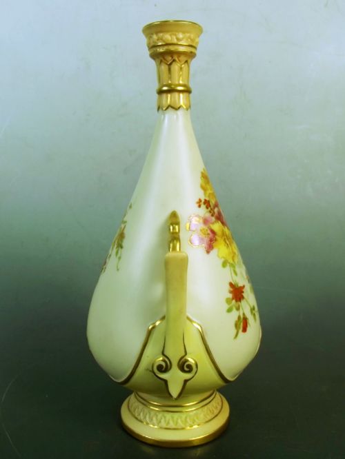ROYAL WORCESTER HAND PAINTED BLUSH IVORY VASE - ADDITIONAL PHOTO 4