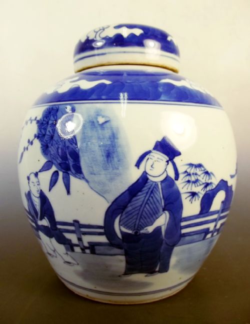 chinese porcelain blue and white ginger jar 6 character mark - CATEGORY: ANTIQUE CERAMICS - DATED 19TH CENTURY
