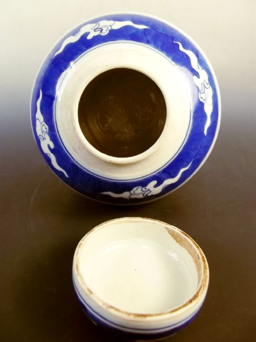 CHINESE PORCELAIN BLUE AND WHITE GINGER JAR 6 CHARACTER MARK - ADDITIONAL PHOTO 5
