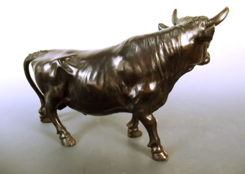 JAPANESE TAISHO PERIOD SOFT METAL BULL OKIMONO - ADDITIONAL PHOTO 3