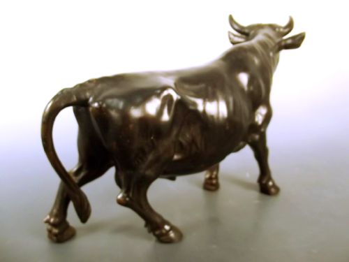 JAPANESE TAISHO PERIOD SOFT METAL BULL OKIMONO - ADDITIONAL PHOTO 4