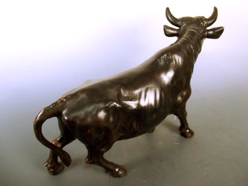 JAPANESE TAISHO PERIOD SOFT METAL BULL OKIMONO - ADDITIONAL PHOTO 5