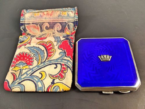 ART DECO HALLMARKED SILVER AND ENAMEL CROWN COMPACT - ADDITIONAL PHOTO 6