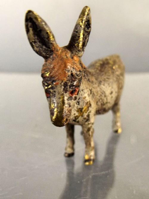 19TH CENTURY AUSTRIAN COLD PAINTED BRONZE DONKEY FIGURINE - ADDITIONAL PHOTO 1