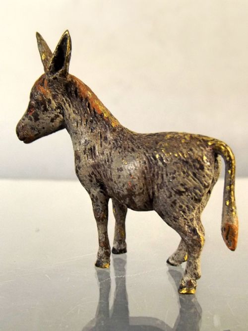 19TH CENTURY AUSTRIAN COLD PAINTED BRONZE DONKEY FIGURINE - ADDITIONAL PHOTO 4