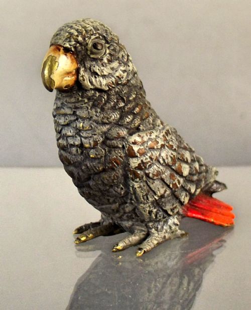 19th century austrian cold painted bronze parrot figurine - CATEGORY: ANTIQUE METAL - DATED 19TH CENTURY