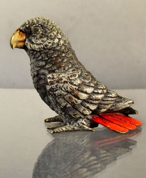 19TH CENTURY AUSTRIAN COLD PAINTED BRONZE PARROT FIGURINE - ADDITIONAL PHOTO 1