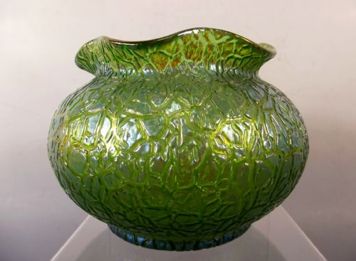 ART NOUVEAU LOETZ BLUE ON GREEN MIMOSA GLASS VASE - ADDITIONAL PHOTO 2