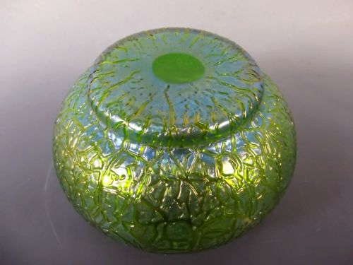 ART NOUVEAU LOETZ BLUE ON GREEN MIMOSA GLASS VASE - ADDITIONAL PHOTO 3