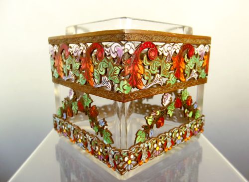 BACCARAT ROCK GLASS VASE WITH ORMOLU ENAMEL MOUNTS - ADDITIONAL PHOTO 1