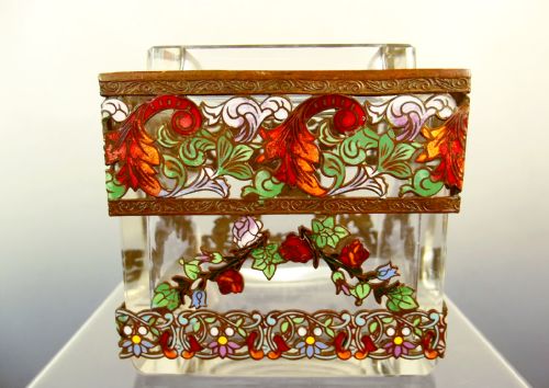 BACCARAT ROCK GLASS VASE WITH ORMOLU ENAMEL MOUNTS - ADDITIONAL PHOTO 2