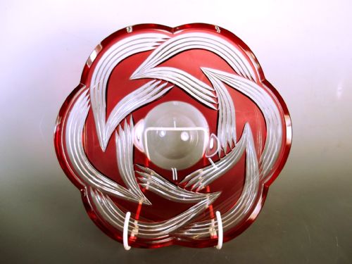 ART DECO VAL ST LAMBERT RUBY OVER CLEAR GLASS BOWL - ADDITIONAL PHOTO 1