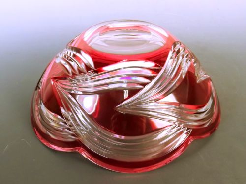 ART DECO VAL ST LAMBERT RUBY OVER CLEAR GLASS BOWL - ADDITIONAL PHOTO 2