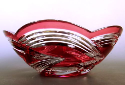 ART DECO VAL ST LAMBERT RUBY OVER CLEAR GLASS BOWL - ADDITIONAL PHOTO 3