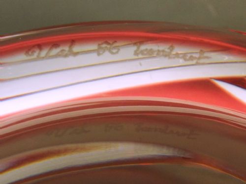 ART DECO VAL ST LAMBERT RUBY OVER CLEAR GLASS BOWL - ADDITIONAL PHOTO 4
