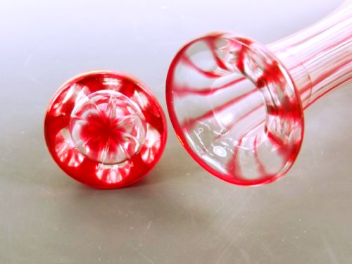 VICTORIAN CRANBERRY AND CLEAR GLASS GRAPE AND VINE DECANTER - ADDITIONAL PHOTO 3