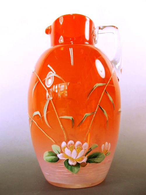 EARLY LOETZ AMBER TO OPALESCENT GLASS WATER JUG - ADDITIONAL PHOTO 2