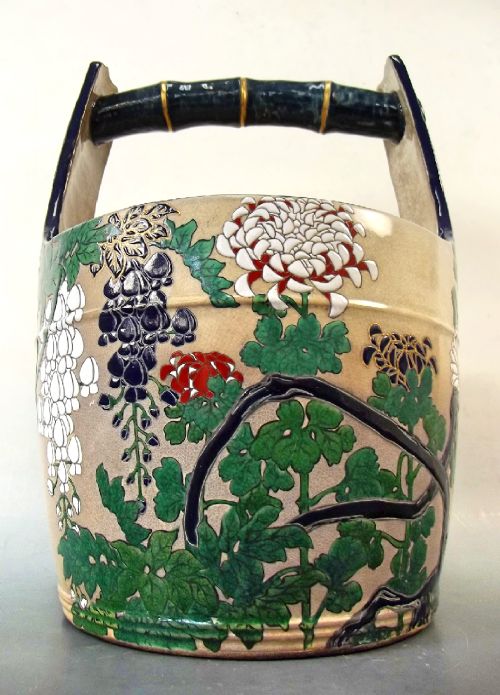 LARGE JAPANESE MEIJI PERIOD SATSUMA PAIL BY KOZAN - ADDITIONAL PHOTO 1