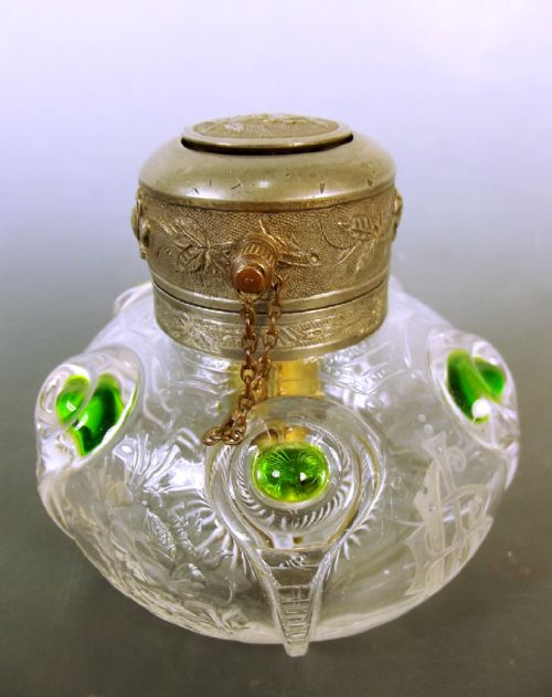 peacock glass atomiser by stuart for libertys of london - CATEGORY: ANTIQUE GLASS - DATED 1900