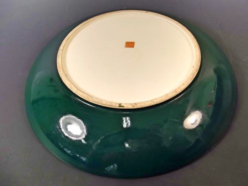 JAPANESE SATSUMA PLATE ON TEAL GROUND SIGNED KINKOZAN - ADDITIONAL PHOTO 5