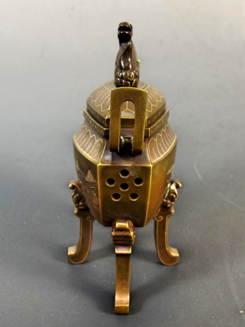 JAPANESE MEIJI PERIOD INLAID BRONZE KORO BY NOGAWA - ADDITIONAL PHOTO 2