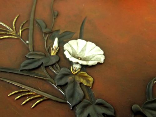 JAPANESE MEIJI PERIOD ONLAID MIXED METAL TRAY JOMI EISUKE - ADDITIONAL PHOTO 2