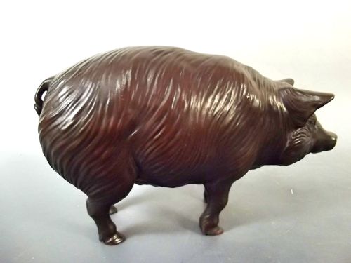 JAPANESE MEIJI PERIOD BRONZE PIG OKIMONO BY ATSUYOSHI FOR THE MARUKI COMPANY - ADDITIONAL PHOTO 3