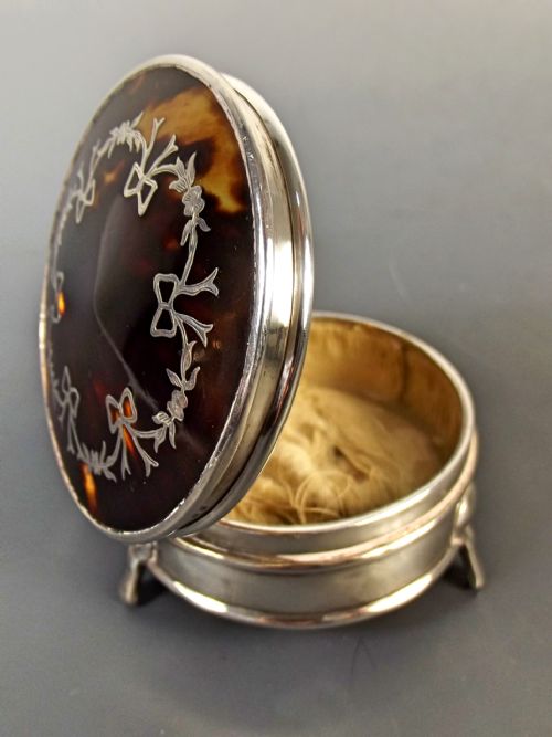 1918 ENGLISH HALLMARKED SILVER TORTOISESHELL BOX - ADDITIONAL PHOTO 5
