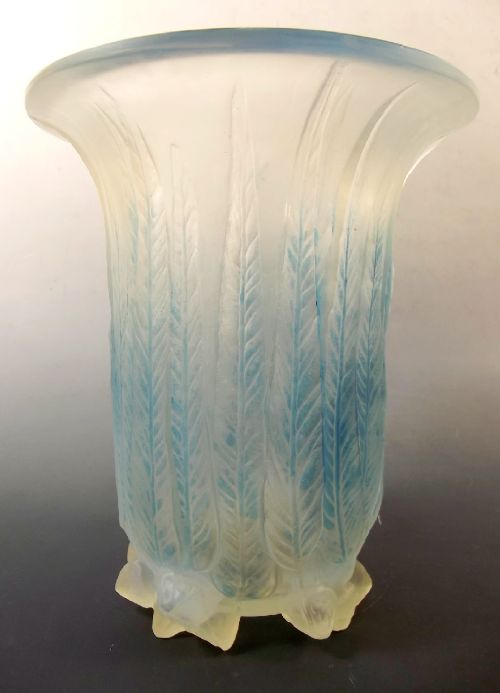 R LALIQUE EUCALYPTUS OPALESCENT GLASS VASE - ADDITIONAL PHOTO 1