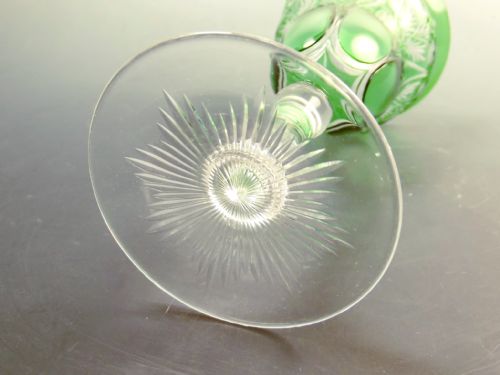THOMAS WEBB INTAGLIO CUT OGEE SHAPED GREEN WINE GLASS C1890 - ADDITIONAL PHOTO 4