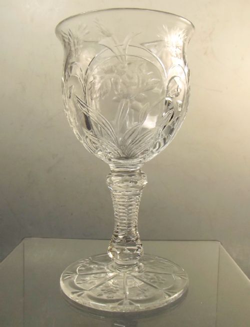 THOMAS WEBB INTAGLIO CUT ROCK CRYSTAL SHERRY GLASS C1880 - ADDITIONAL PHOTO 2