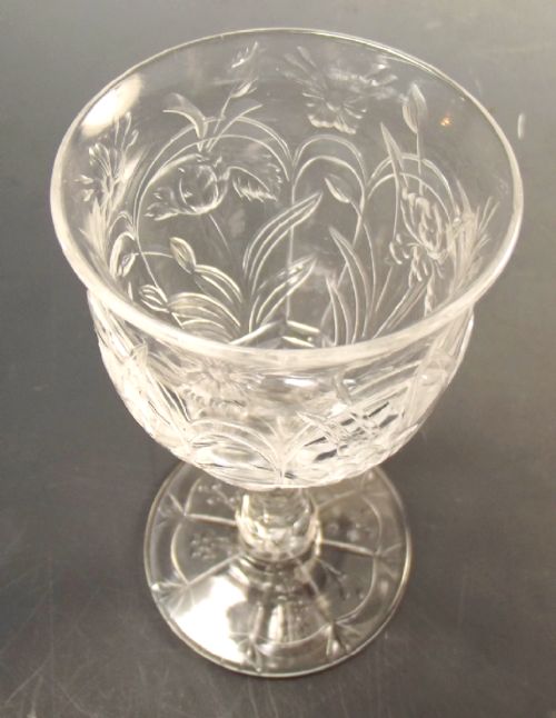 THOMAS WEBB INTAGLIO CUT ROCK CRYSTAL SHERRY GLASS C1880 - ADDITIONAL PHOTO 4