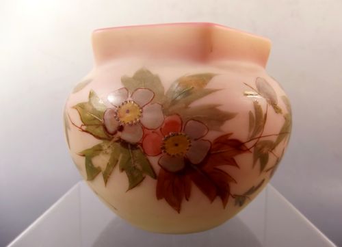 THOMAS WEBB HAND PAINTED BURMESE GLASS POSY BOWL C1890 - ADDITIONAL PHOTO 1