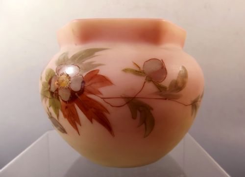 THOMAS WEBB HAND PAINTED BURMESE GLASS POSY BOWL C1890 - ADDITIONAL PHOTO 2