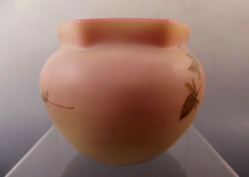 THOMAS WEBB HAND PAINTED BURMESE GLASS POSY BOWL C1890 - ADDITIONAL PHOTO 3