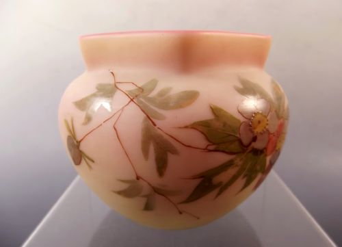 THOMAS WEBB HAND PAINTED BURMESE GLASS POSY BOWL C1890 - ADDITIONAL PHOTO 4