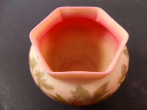 THOMAS WEBB HAND PAINTED BURMESE GLASS POSY BOWL C1890 - ADDITIONAL PHOTO 5