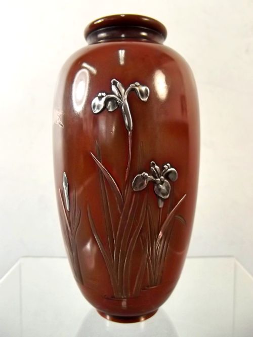 japanese meiji period onlaid bronze vase by jomi eisuke - CATEGORY: ANTIQUE METAL - DATED 1890