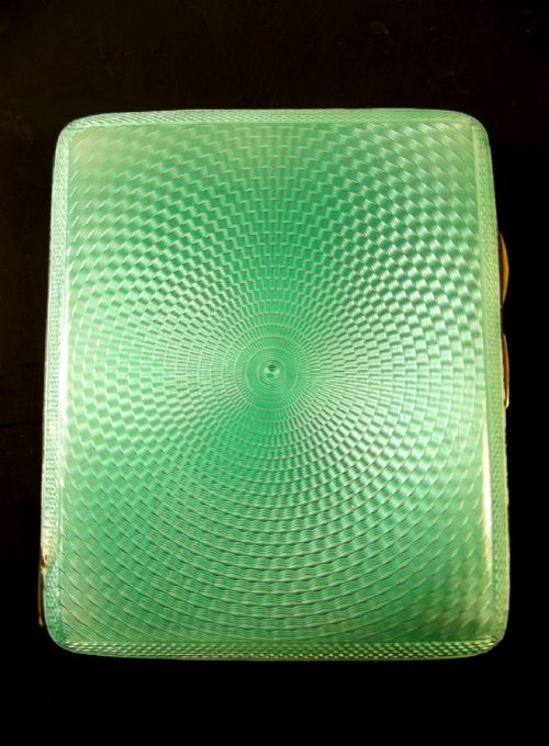 1930 hallmarked silver guilloche enamel cigarette case - CATEGORY: ANTIQUE SILVER - DATED 1930