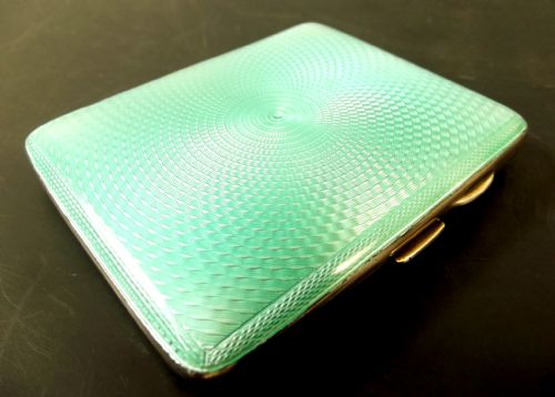 1930 HALLMARKED SILVER GUILLOCHE ENAMEL CIGARETTE CASE - ADDITIONAL PHOTO 1