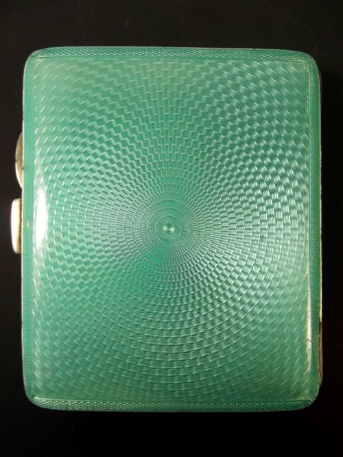 1930 HALLMARKED SILVER GUILLOCHE ENAMEL CIGARETTE CASE - ADDITIONAL PHOTO 2