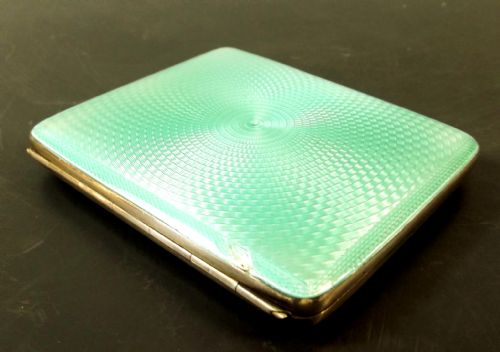 1930 HALLMARKED SILVER GUILLOCHE ENAMEL CIGARETTE CASE - ADDITIONAL PHOTO 3