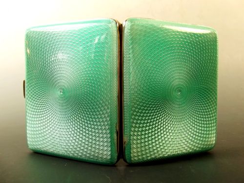 1930 HALLMARKED SILVER GUILLOCHE ENAMEL CIGARETTE CASE - ADDITIONAL PHOTO 6