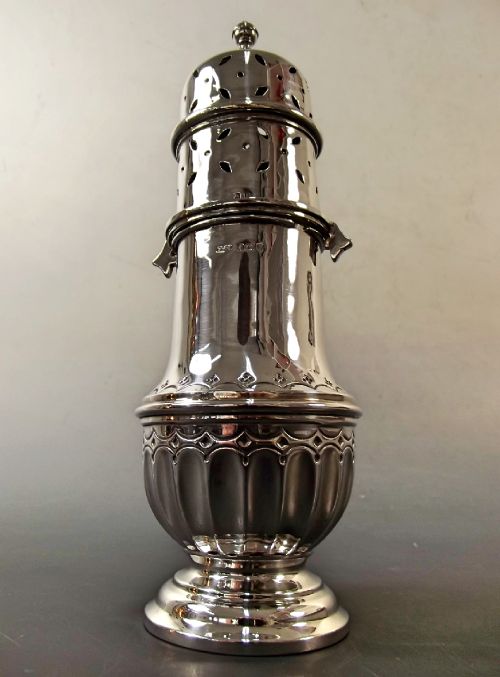LARGE HALLMARKED SILVER SUGAR CASTER 1908 - ADDITIONAL PHOTO 2