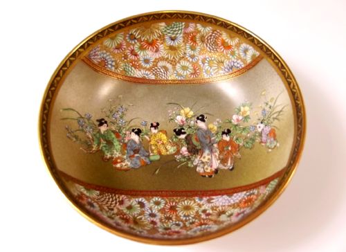 japanese satsuma earthenware hand painted bowl meiji period - CATEGORY: ANTIQUE CERAMICS - DATED 1890