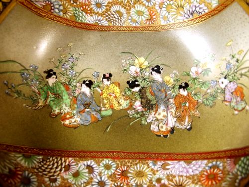 JAPANESE SATSUMA EARTHENWARE HAND PAINTED BOWL MEIJI PERIOD - ADDITIONAL PHOTO 3